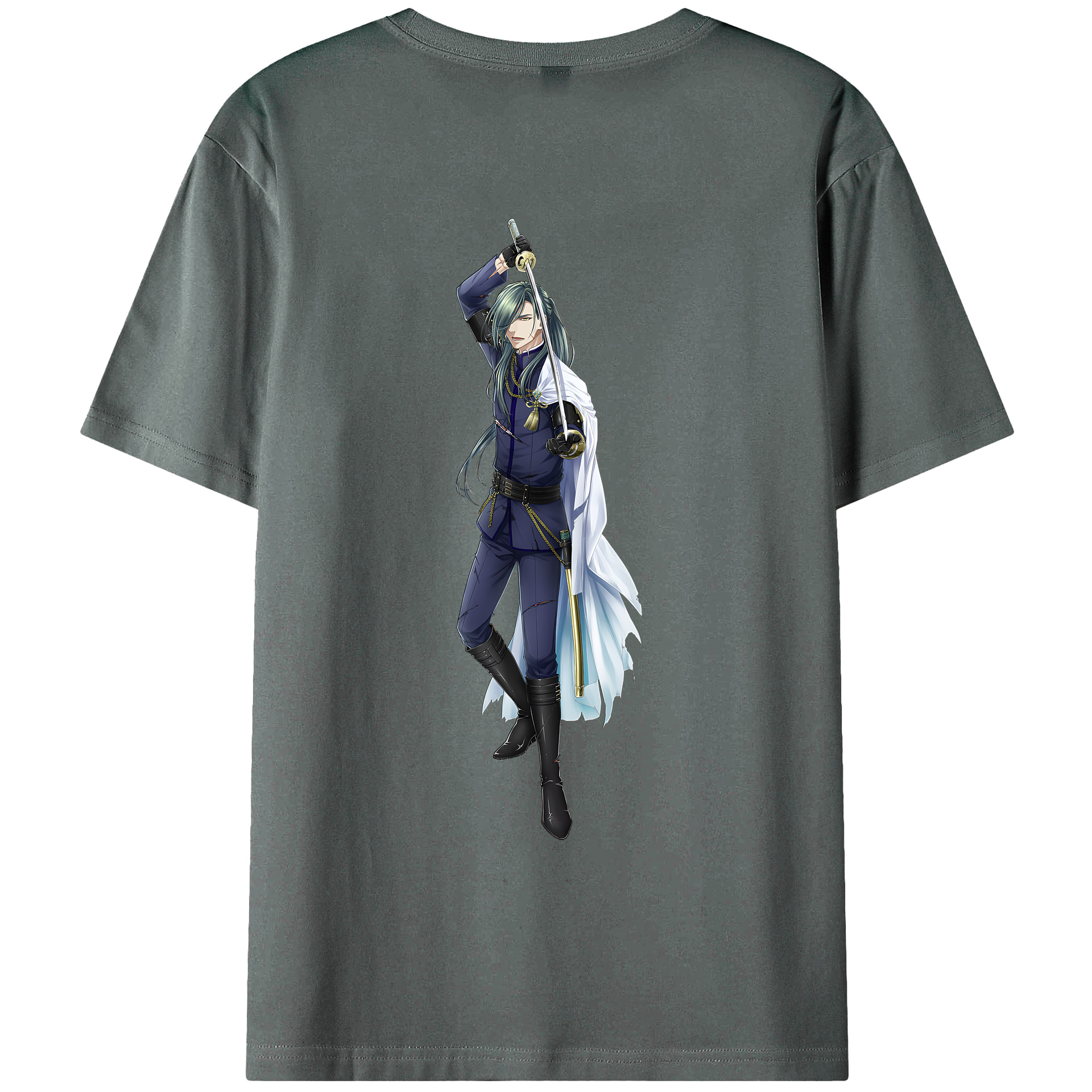 （画像用） 刀剣乱舞 Touken Ranbu 綿100％ メンズ半袖Tシャツ（バックプリント） 通気性